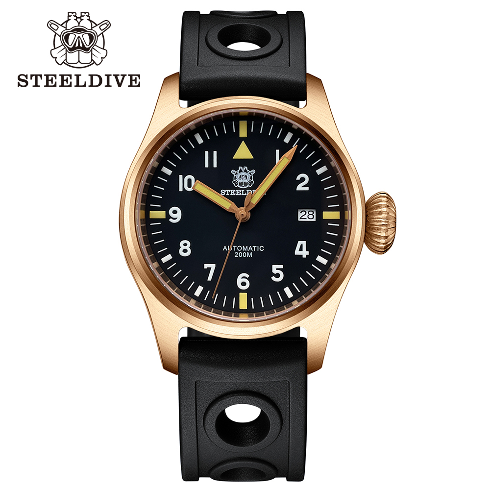 STEELDIVE Official SD1928S Small Size 39MM Solid Bronze Sapphire Glass 200M Waterproof NH35 Automatic Mens Dive Watch