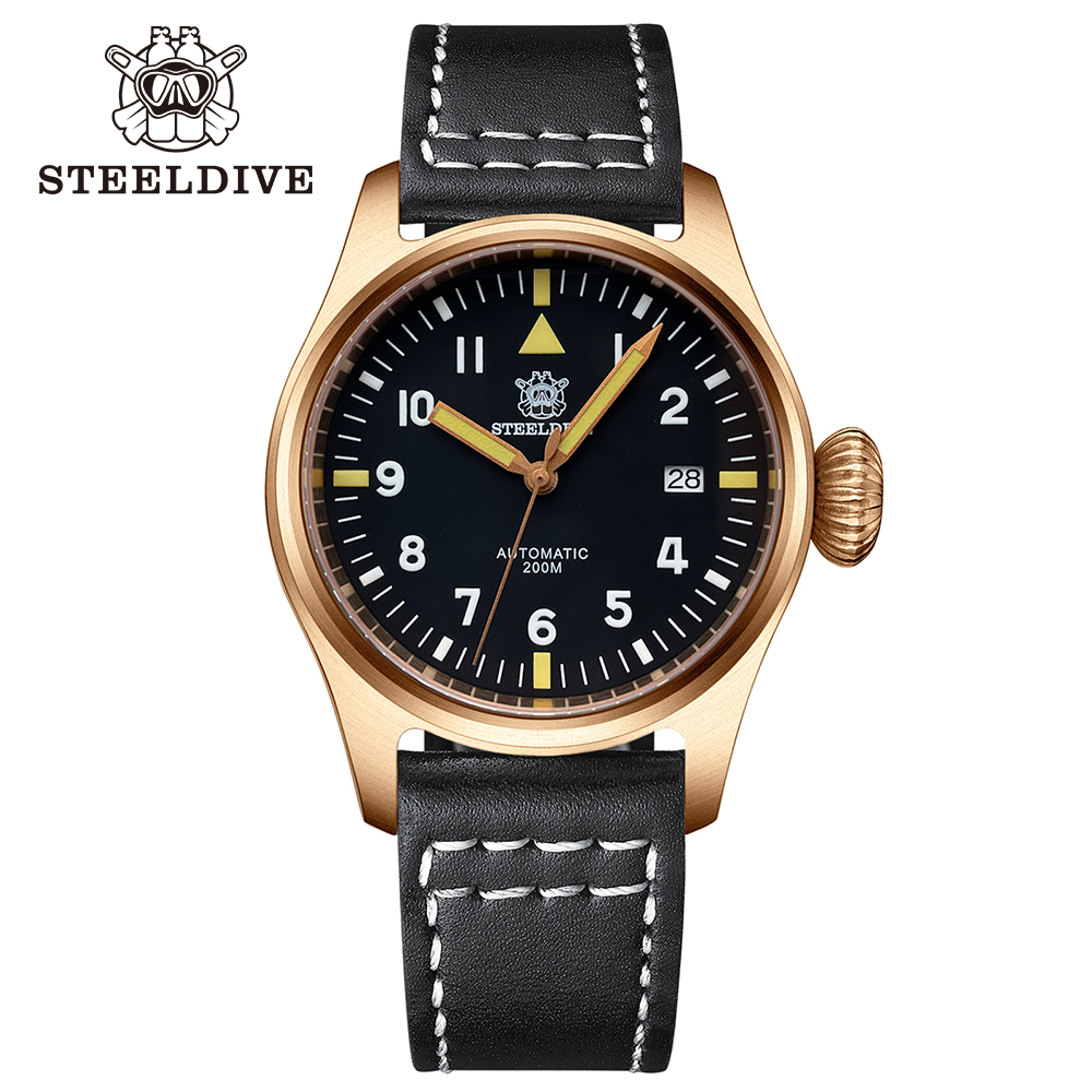 STEELDIVE Official SD1928S Small Size 39MM Solid Bronze Sapphire Glass  200M Waterproof NH35 Automatic Mens Dive Watch