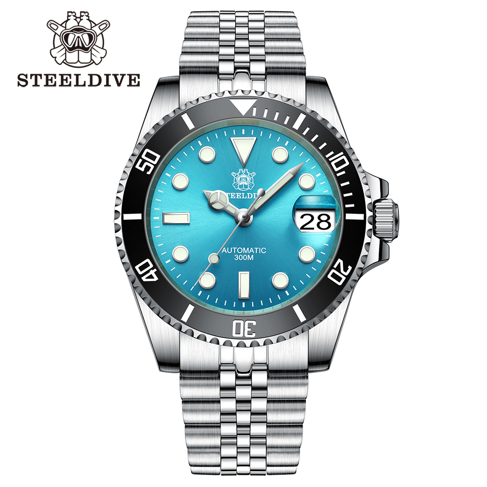 STEELDIVE Official SD1953 Turquoise Dial Black Bezel Insert 300M Waterproof Japan NH35 Automatic Mens Dive Watch
