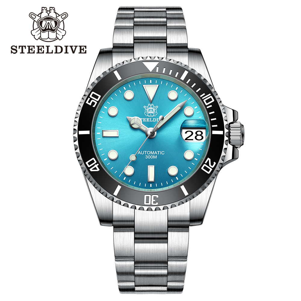 STEELDIVE Official SD1953 Turquoise Dial Black Bezel Insert 300M Waterproof Japan NH35 Automatic Mens Dive Watch