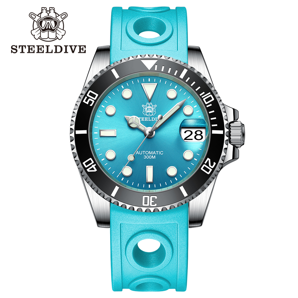STEELDIVE Official SD1953 Turquoise Dial Black Bezel Insert 300M Waterproof Japan NH35 Automatic Mens Dive Watch