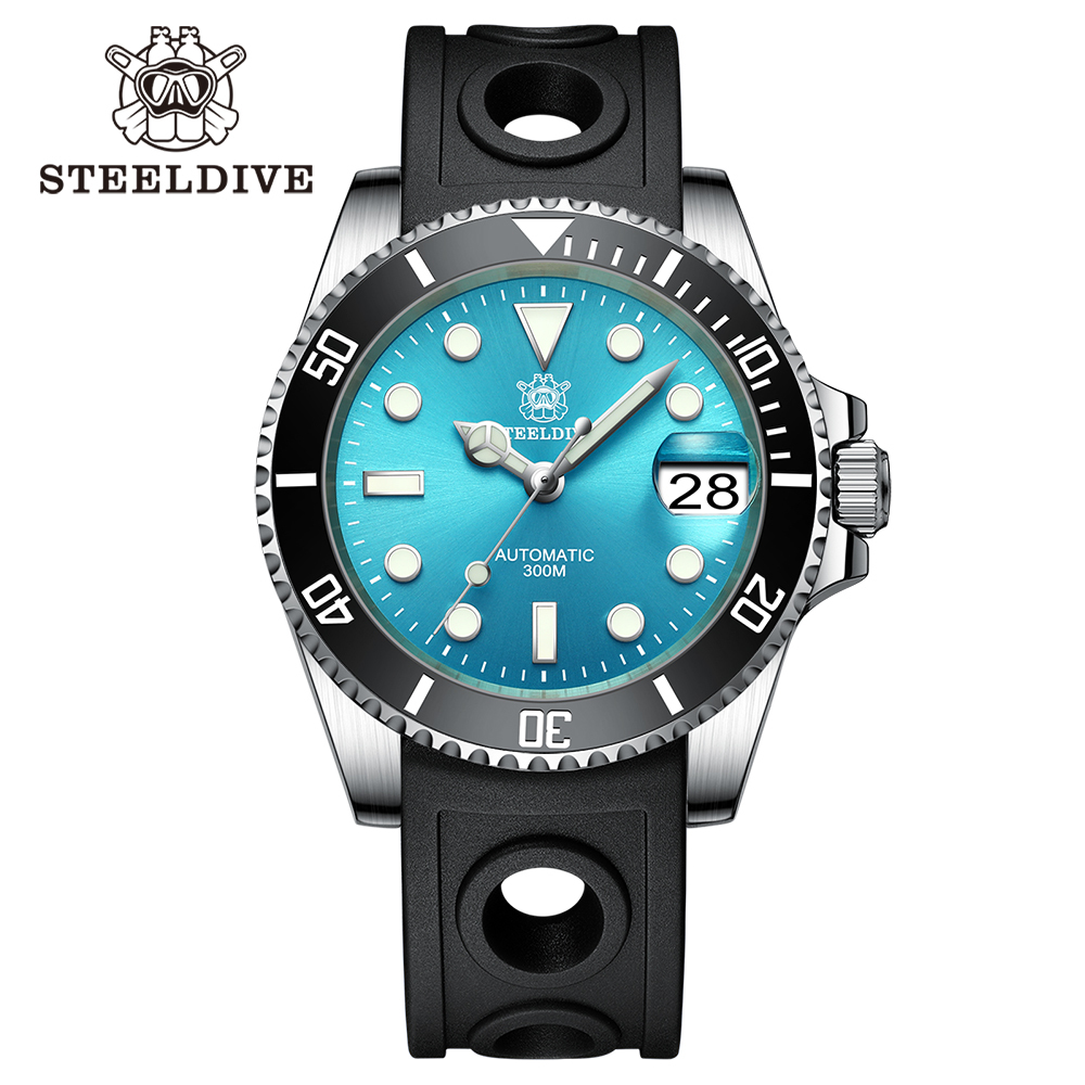 STEELDIVE Official SD1953 Turquoise Dial Black Bezel Insert 300M Waterproof Japan NH35 Automatic Mens Dive Watch