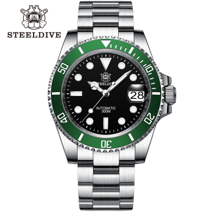 STEELDIVE Official SD1953 Black Dial Green Bezel 300M Water Ghost Dive Watch