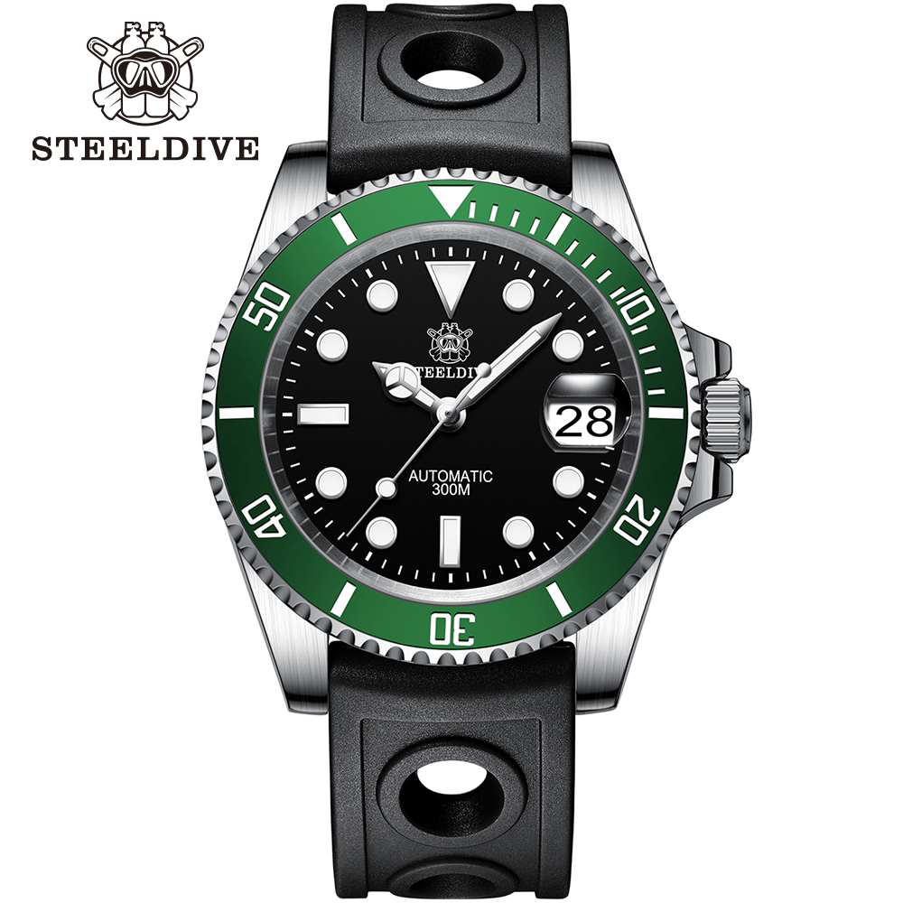 STEELDIVE Official SD1953 Black Dial Green Bezel 300M NH35 Automatic Dive Watch