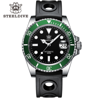 STEELDIVE Official SD1953 Black Dial Green Bezel 300M Water Ghost Dive Watch