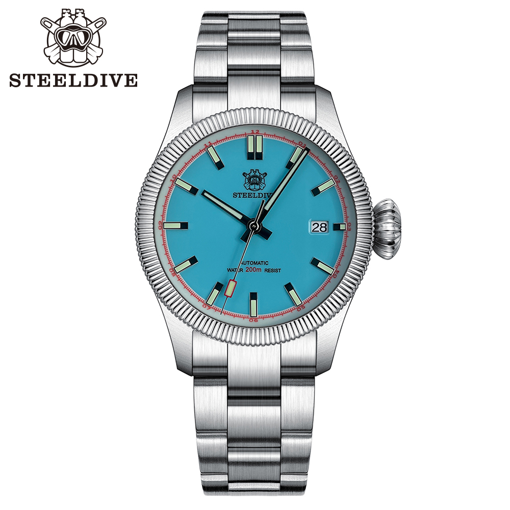STEELDIVE Official SD1906T Turquoise Dial 200M NH35 Automatic Dive Watch