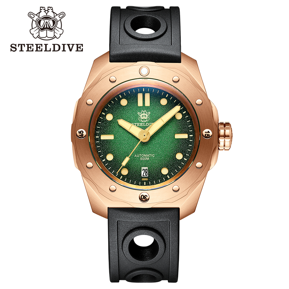 STEELDIVE Official SD1960S Green Dial 46MM Bronze Buckle 500M Waterproof NH35 Automatic Bronze Dive Watch