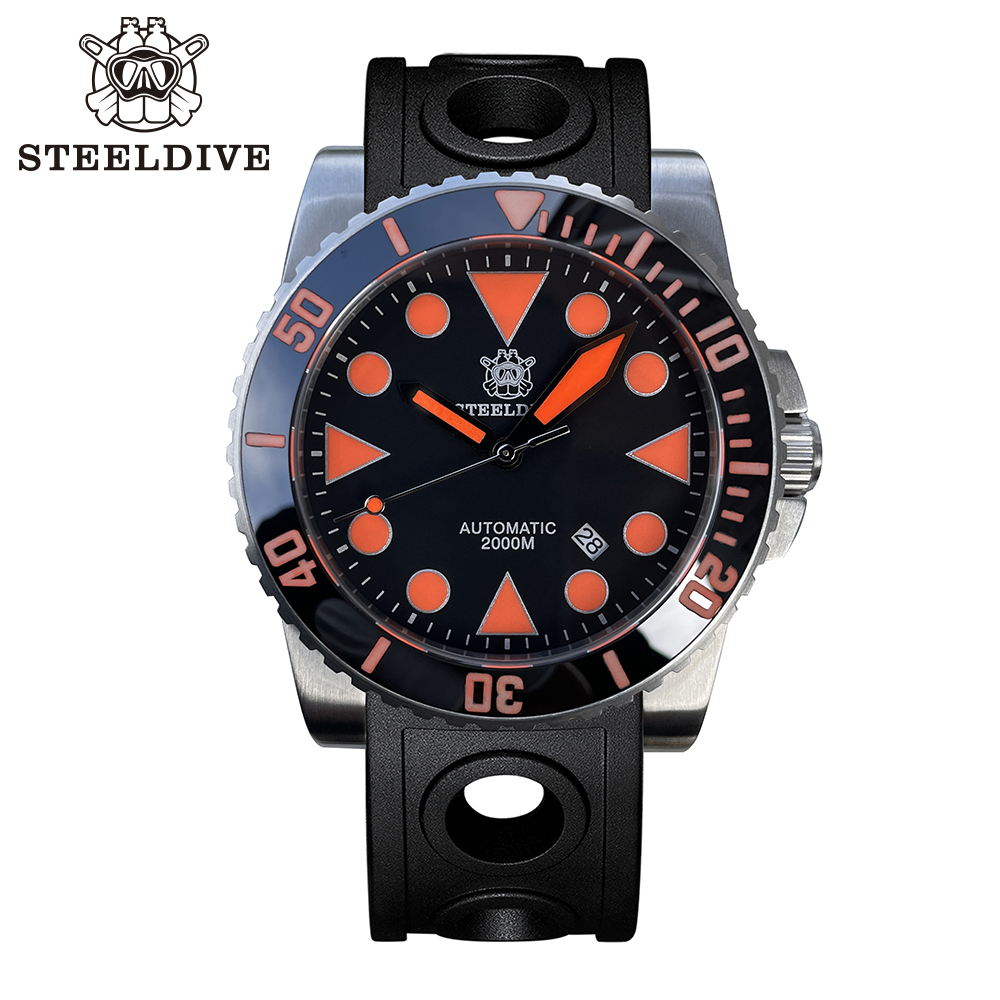 [Copy]2025 New Arrival STEELDIVE Mens Watch SD1987 46.5MM Steel Case Super Luminous 200Bar Ceramic Bezel Mens Dive Watch with Valve