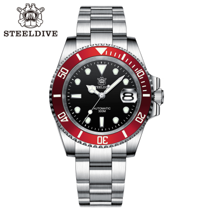 STEELDIVE Official SD1953 New Arrival Black Dial Red Bezel 300M NH35 Automatic Dive Watch
