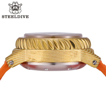 STEELDIVE Offiical SD1982Z 46.5mm Bronze Damascus BGW9 Blue Luminous Unique Design NH35 Automatic Mens Dive Watch