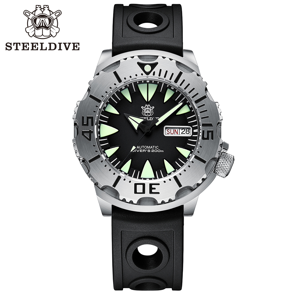 STEELDIVE Official SD1984 Rubber Strap Popular Design Sea Monster NH36 Automatic Dive Watch