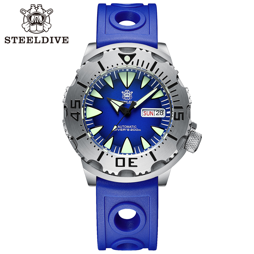 STEELDIVE Official SD1984 Rubber Strap Popular Design Sea Monster NH36 Automatic Dive Watch