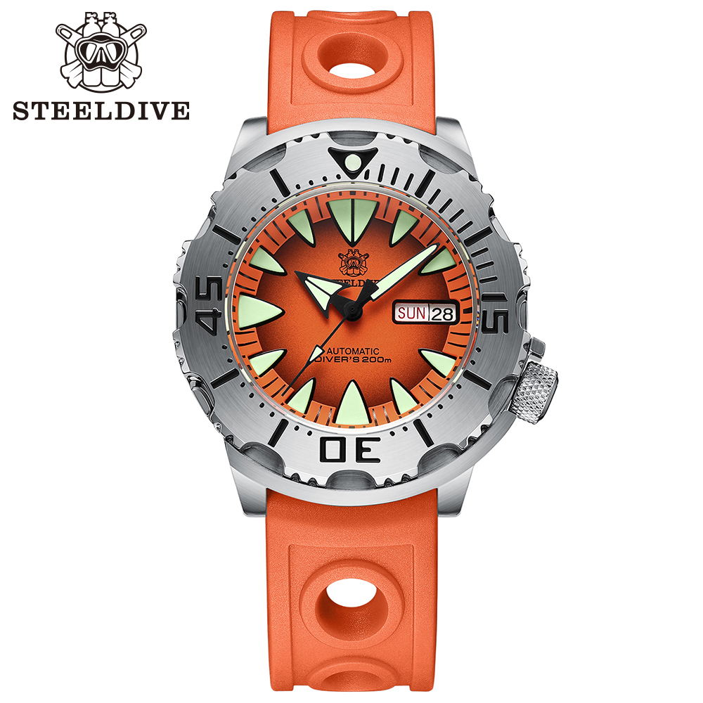 STEELDIVE Official SD1984 Rubber Strap Popular Design Sea Monster NH36 Automatic Dive Watch