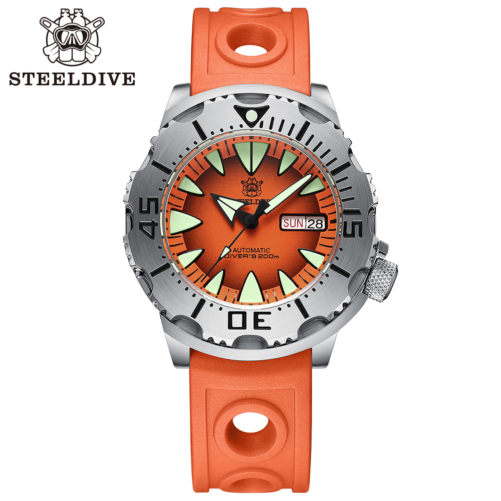 STEELDIVE Official SD1984 Rubber Strap Popular Design Sea Monster NH36 Automatic Dive Watch