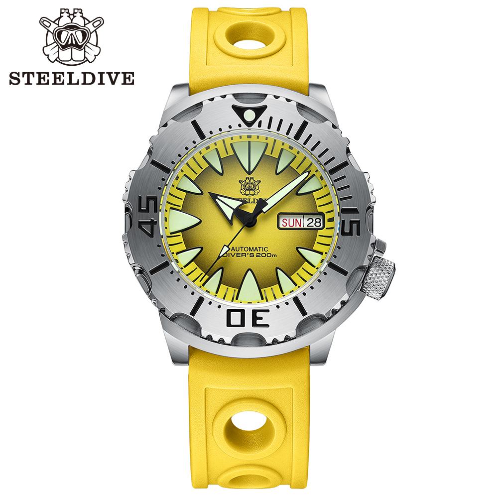 STEELDIVE Official SD1984 Rubber Strap Popular Design Sea Monster NH36 Automatic Dive Watch