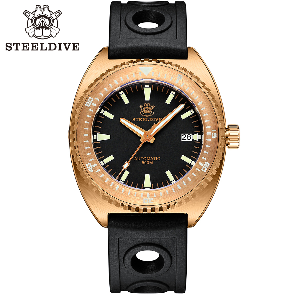 STEELDIVE Official SD1941S Black Dial 500M Waterproof Sapphire Glass NH35 Automatic Movement Mens Dive Watch