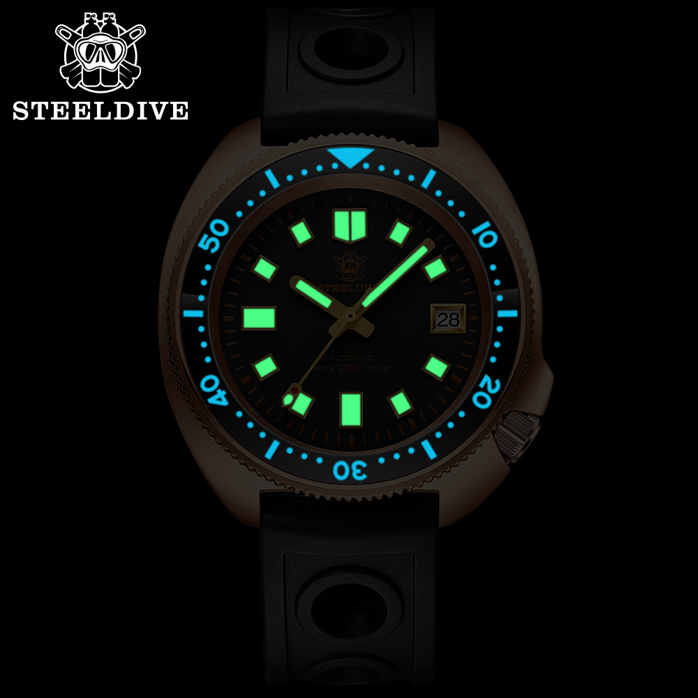 STEELDIVE Official SD1970S Swiss BGW9 Blue Luminous 200M Waterproof NH35 Automatic Mens Dive Watch