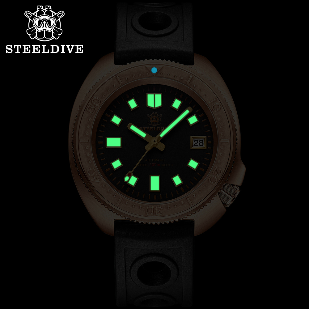 STEELDIVE Official SD1970S Swiss BGW9 Blue Luminous 200M Waterproof NH35 Automatic Mens Dive Watch