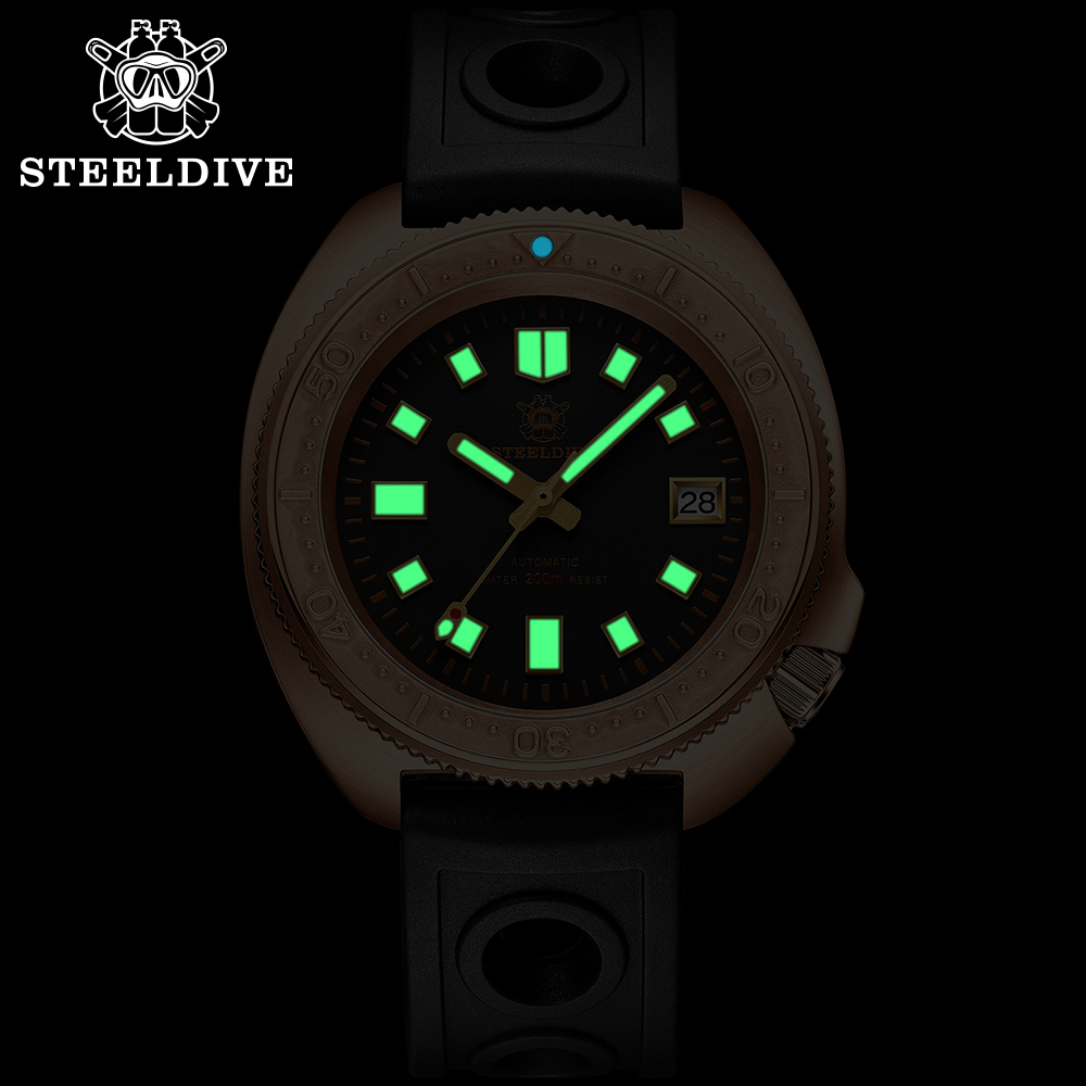 STEELDIVE Official SD1970S Swiss BGW9 Blue Luminous 200M Waterproof NH35 Automatic Mens Dive Watch
