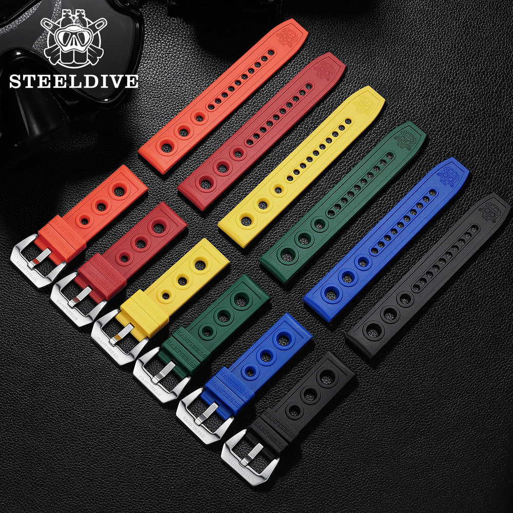 STEELDIVE Official SD2201 Rubber Material 20MM 22MM Replacement Strap Only