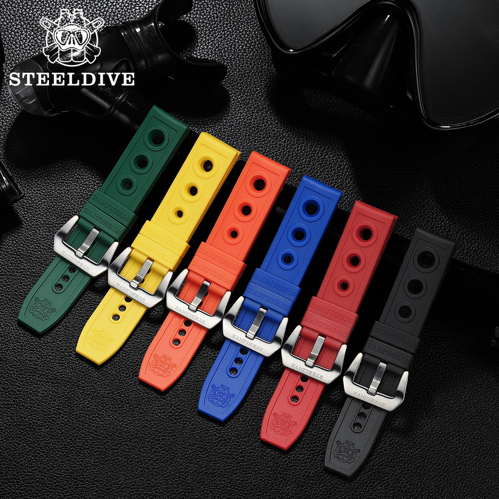STEELDIVE Official SD2201 Rubber Material 20MM 22MM Replacement Strap Only