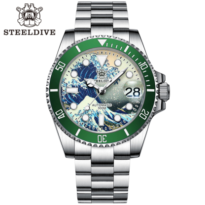 STEELDIVE Official SD1953J Kanagawa Dial Swiss Luminous 300M Waterproof NH35 Automatic Mens Dive Watch