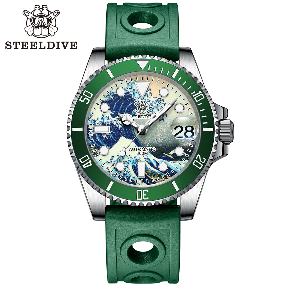 STEELDIVE Official SD1953J Kanagawa Dial Swiss Luminous 300M Waterproof NH35 Automatic Mens Dive Watch