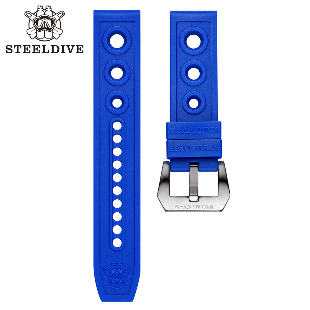 STEELDIVE Official SD2201 Rubber Material 20MM 22MM Replacement Strap Only