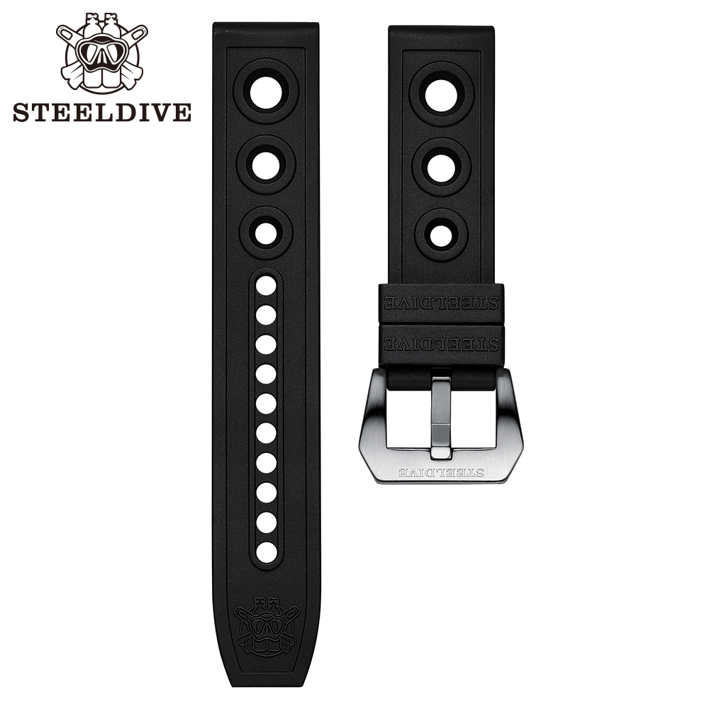 STEELDIVE Official SD2201 Rubber Material 20MM 22MM Replacement Strap Only