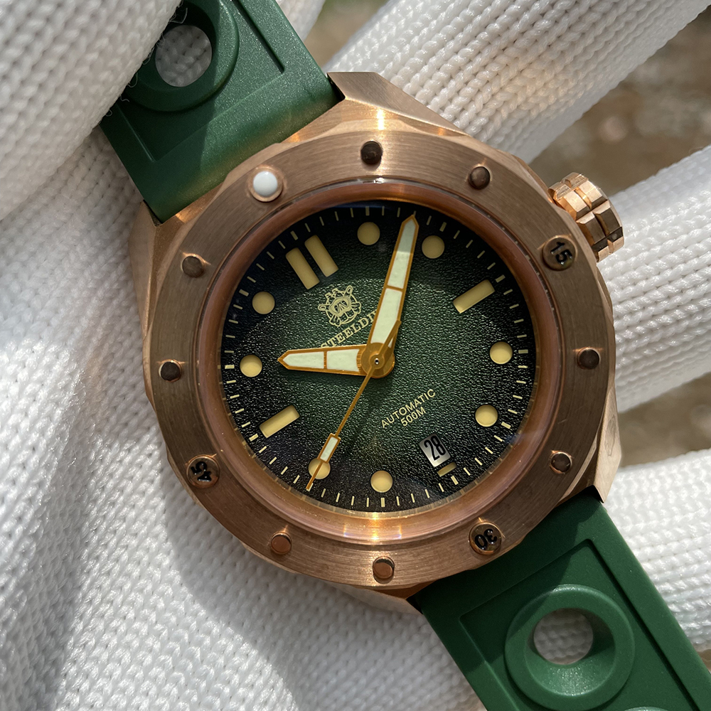 STEELDIVE Official SD1960S Green Dial 46MM Bronze Buckle 500M Waterproof NH35 Automatic Bronze Dive Watch