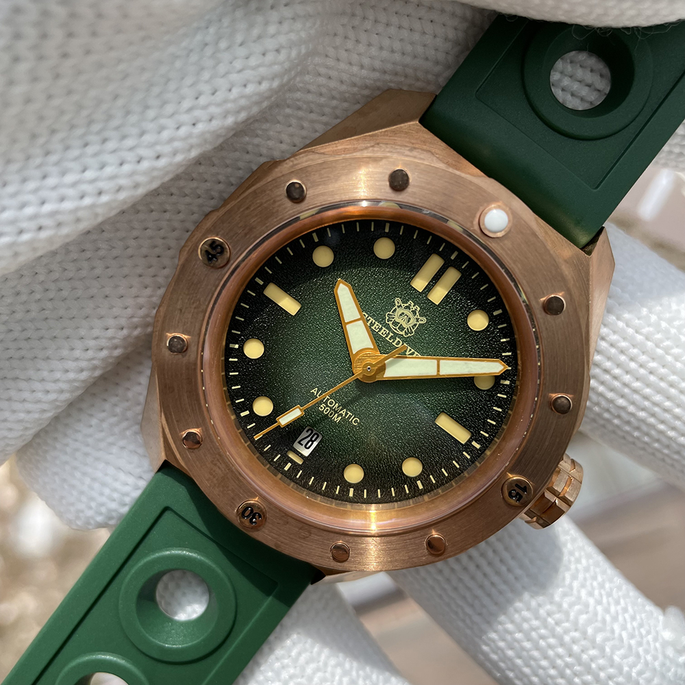 STEELDIVE Official SD1960S Green Dial 46MM Bronze Buckle 500M Waterproof NH35 Automatic Bronze Dive Watch