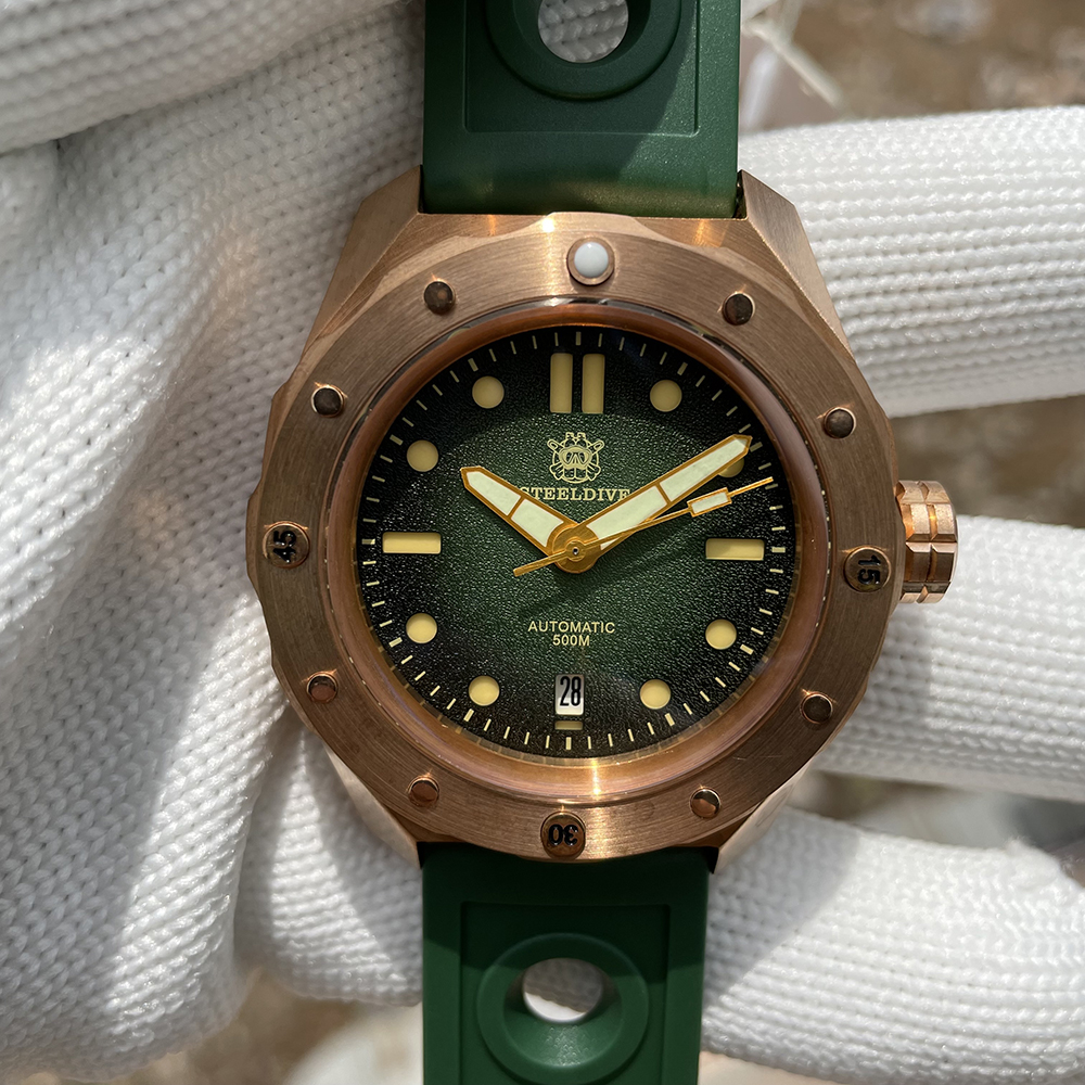 STEELDIVE Official SD1960S Green Dial 46MM Bronze Buckle 500M Waterproof NH35 Automatic Bronze Dive Watch