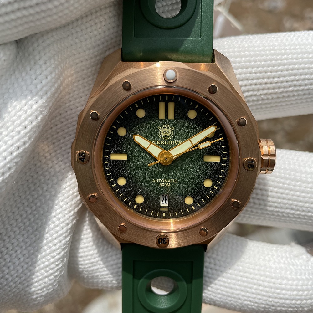 STEELDIVE Official SD1960S Green Dial 46MM Bronze Buckle 500M Waterproof NH35 Automatic Bronze Dive Watch