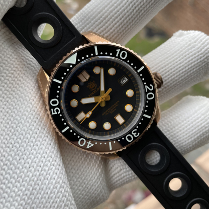 STEELDIVE Official SD1968S Swiss Luminous 44MM One-piece Bronze Case 300M Waetrproof Sapphire Glass NH35 Mens Dive Watch