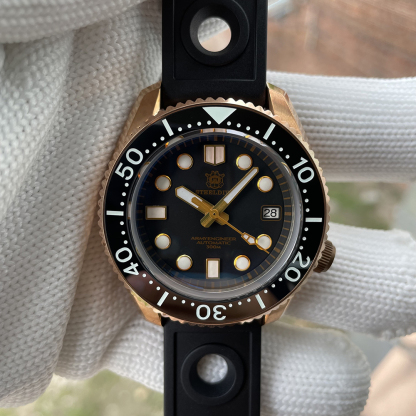STEELDIVE Official SD1968S Swiss Luminous 44MM One-piece Bronze Case 300M Waetrproof Sapphire Glass NH35 Mens Dive Watch