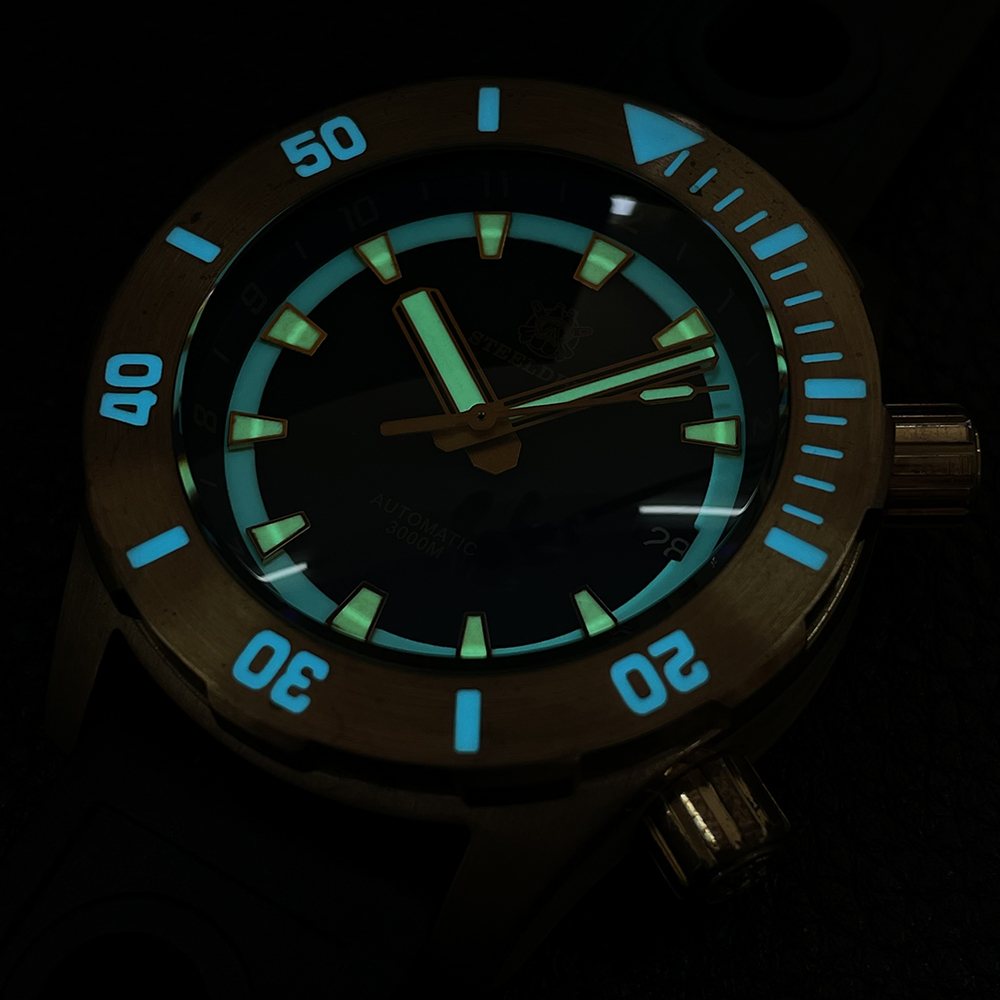 STEELDIVE Official SD1950S Two Buttons 44MM Solid Bronze Case 3000M Waterproof Sappire Glass NH35 Automatic Dive Watch