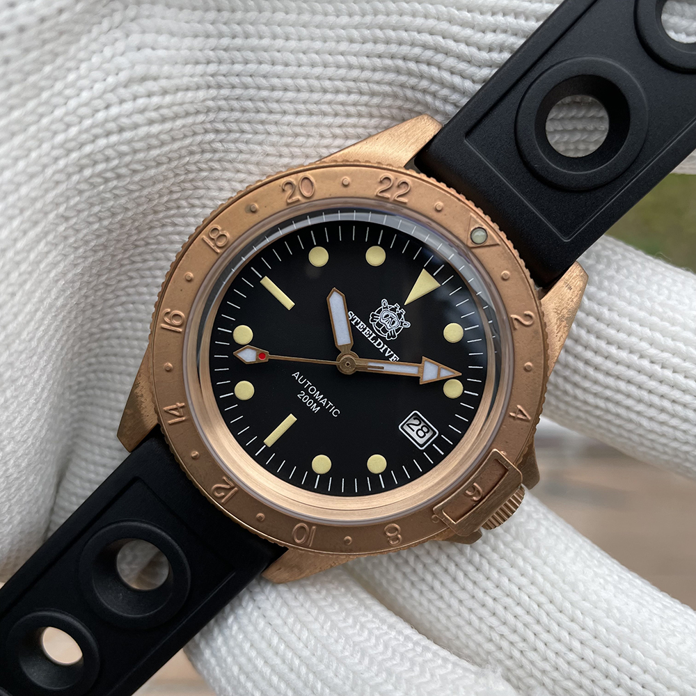 STEELDIVE Official SD1966S 41.5MM Bronze Bezel Super Luminous 200M Waterproof NH35 Automatic Dive Watch Bronze
