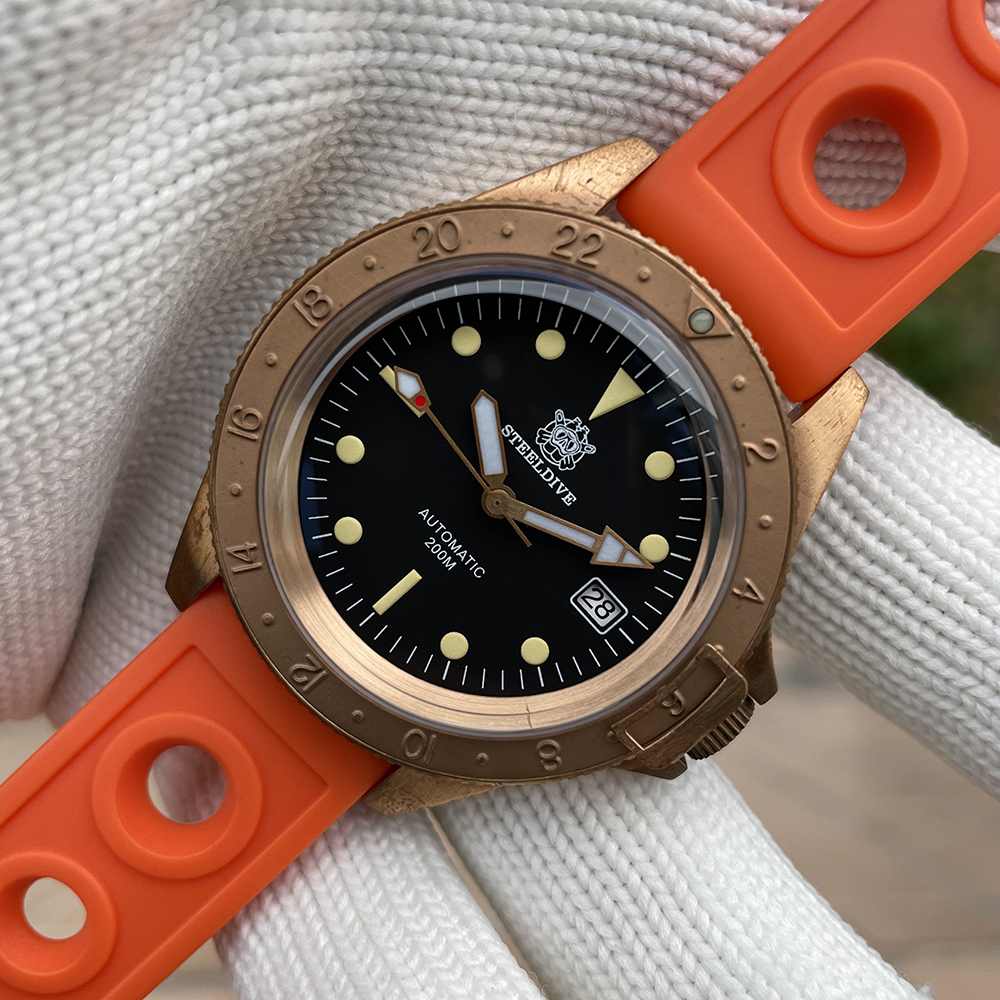 STEELDIVE Official SD1966S 41.5MM Bronze Bezel Super Luminous 200M Waterproof NH35 Automatic Dive Watch Bronze