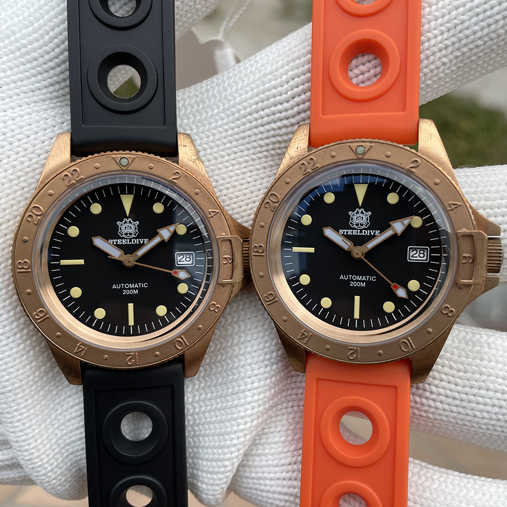 STEELDIVE Official SD1966S 41.5MM Bronze Bezel Super Luminous 200M Waterproof NH35 Automatic Dive Watch Bronze