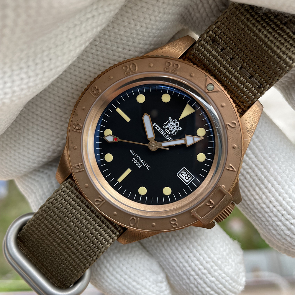 STEELDIVE Official SD1966S 41.5MM Bronze Bezel Super Luminous 200M Waterproof NH35 Automatic Dive Watch Bronze
