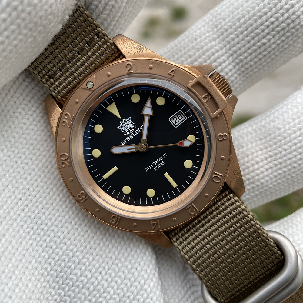STEELDIVE Official SD1966S 41.5MM Bronze Bezel Super Luminous 200M Waterproof NH35 Automatic Dive Watch Bronze