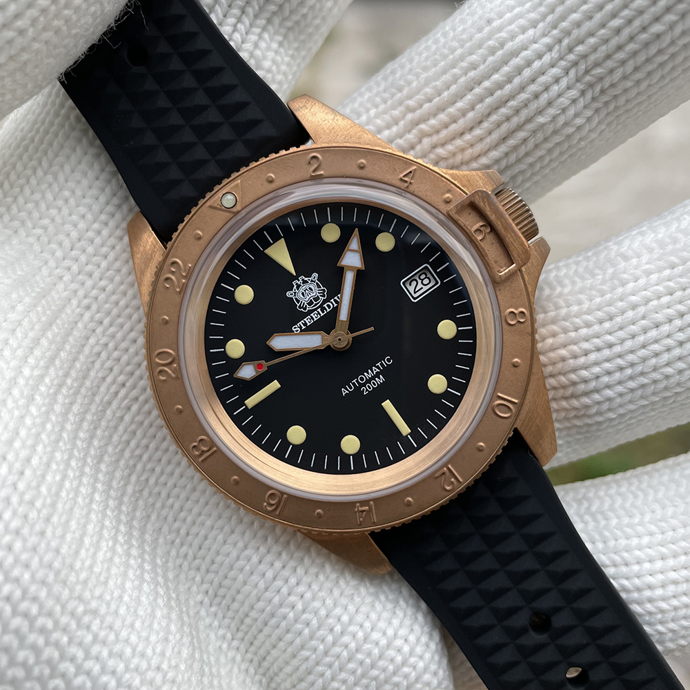 STEELDIVE Official SD1966S 41.5MM Bronze Bezel Super Luminous 200M Waterproof NH35 Automatic Dive Watch Bronze