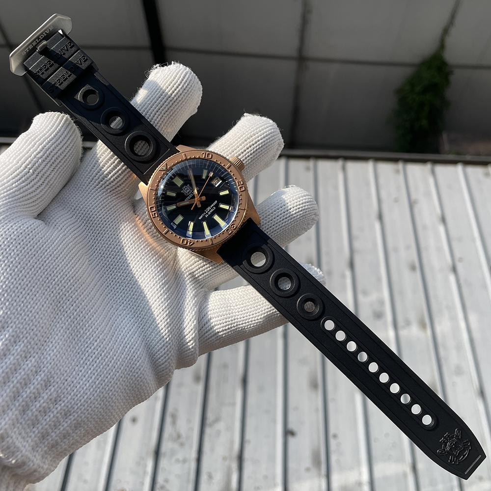 STEELDIVE Official SD1962S Black Dial Swiss Luminous Bronze Ceramic Bezel 41.9MM Solid Bronze NH35 Automatic Mens Sports Watch 200M