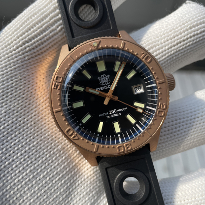 STEELDIVE Official SD1962S Black Dial Swiss Luminous Bronze Ceramic Bezel 41.9MM Solid Bronze NH35 Automatic Mens Sports Watch 200M