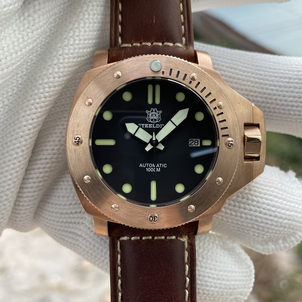 STEELDIVE Official SD1959S 46MM Solid Bronze Blue Luminous Sapphire Glass 1000M NH35 Automatic Dive Watch