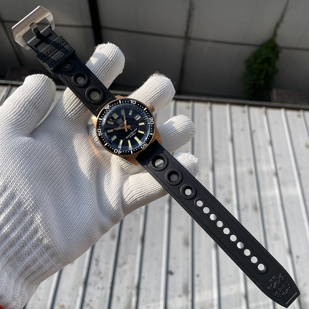 STEELDIVE Official SD1962S Black Dial Swiss Luminous Bronze Ceramic Bezel 41.9MM Solid Bronze NH35 Automatic Mens Sports Watch 200M