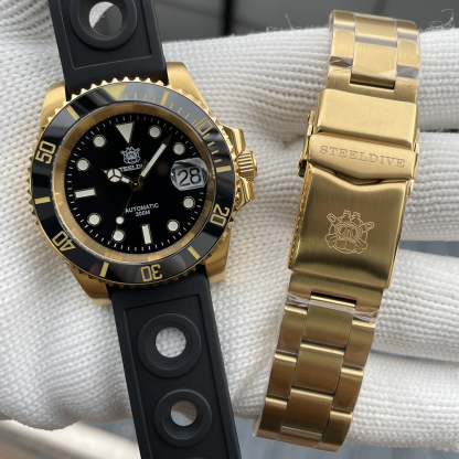 STEELDIVE Official SD1953IPG 40.5mm IPG Plated Case 300M Waterproof Luminous Ceramic Bezel Insert NH35 Mens Dive Watch