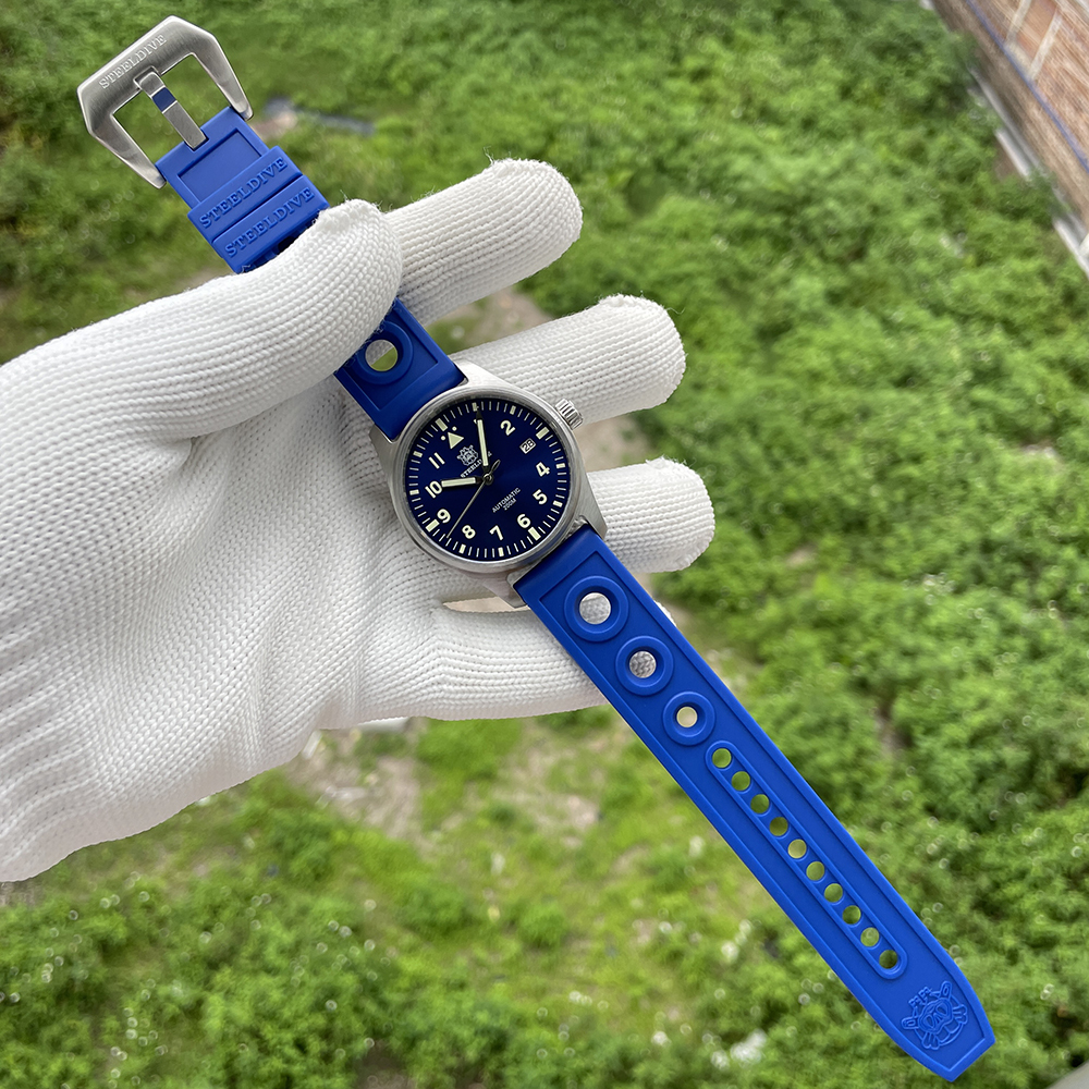 STEELDIVE Official SD1940 Blue Dial 39mm Small Size Swiss Luminous Sapphire glass 200M Waterproof NH35 Automatic Pilot Watch Dive