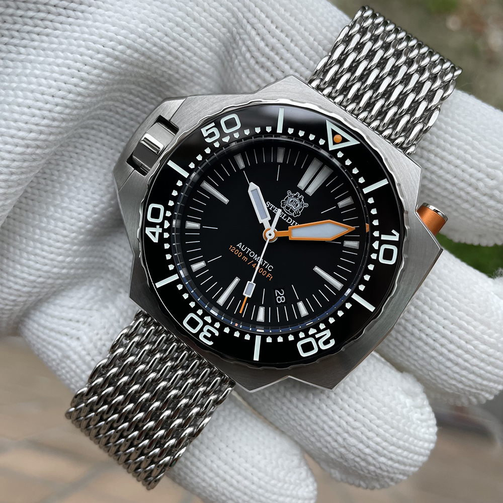 STEELDIVE Official SK001 22MM 24MM Replacement Mesh Band Milled Claps Watch Bracelet 