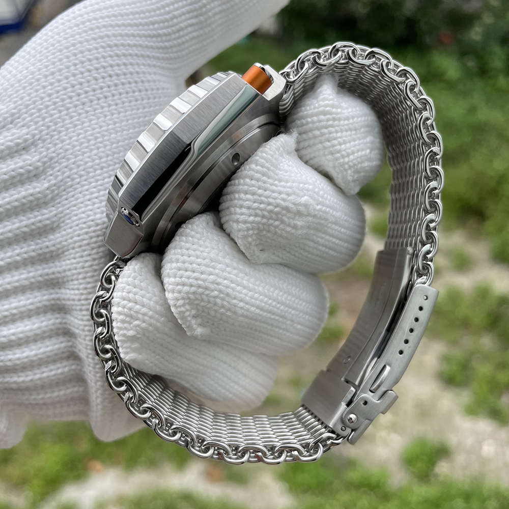 STEELDIVE Official SK001 22MM 24MM Replacement Mesh Band Milled Claps Watch Bracelet 